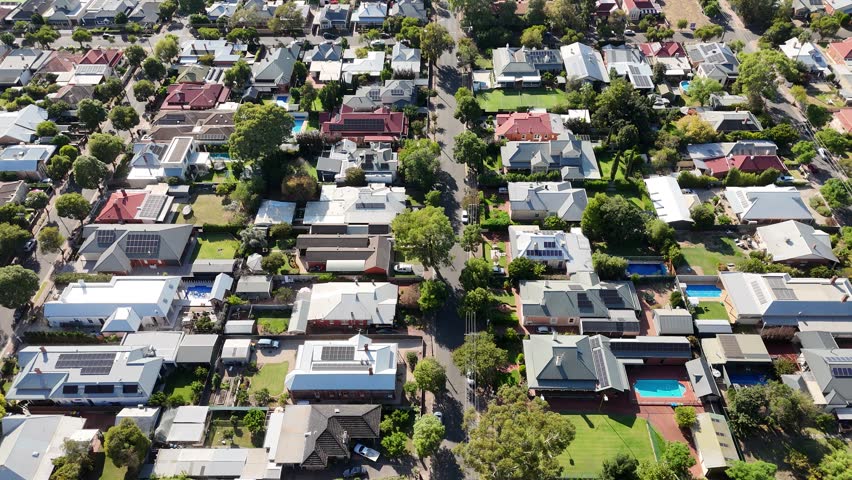 Street View of South Adelaide Suburbs – 4K Aerial Footage of Glenside, Fullarton, and Parkside, Featuring Residential Streets, Trees, Homes, Cars, Local Shops, and Suburban Lifestyle in South Australi