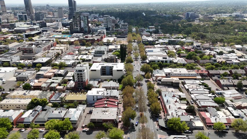 Adelaide CBD, South Australia – Stunning 4K Aerial Drone Footage Featuring the City Skyline, Parklands, Major Roads, and Iconic Urban Architecture in the Heart of South Australia