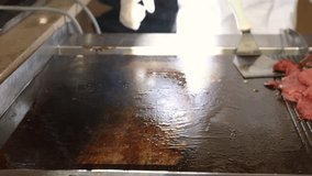 Chef prepares delicious breakfast on griddle, cooking eggs on restaurant griddle for meal, culinary experience, healthy cuisine, breakfast concept for cafe menu - Powered by Shutterstock - Get 15% off with code: PIKWIZARD15