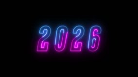 Bright neon digits forming the year 2026 with glowing purple and blue gradient lighting on a dark background. Futuristic style for New Year visuals and digital themes. - Powered by Shutterstock - Get 15% off with code: PIKWIZARD15