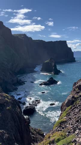 Ocean Cliff Landscape Video. Beautiful Seascape