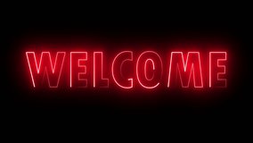 A bold neon animation with glowing red lines forming "WELCOME" on a black background. Each letter lights up dynamically, creating a striking and vibrant visual. - Powered by Shutterstock - Get 15% off with code: PIKWIZARD15
