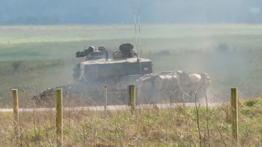 British army Challenger 2 II FV4034 main battle tank in action
