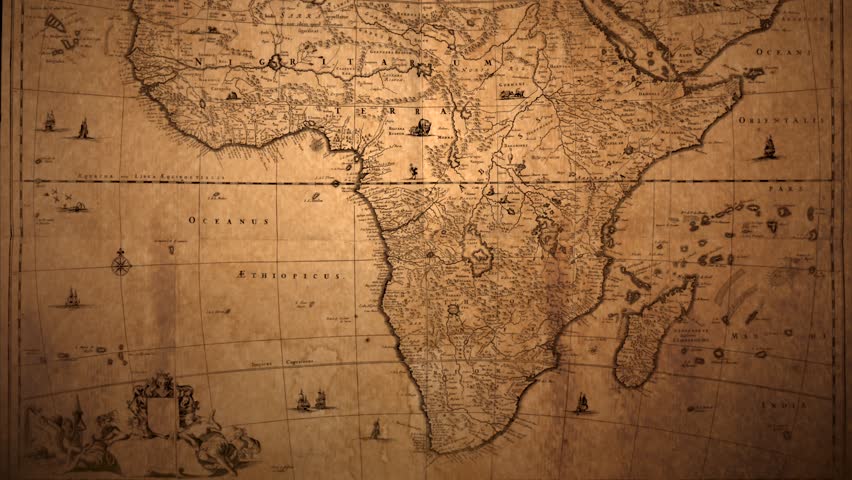 Old map of Africa showing Latin names and coastlines