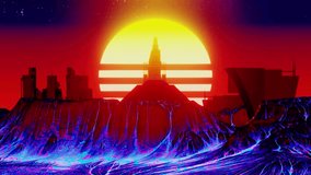 Synthwave Sunset Cityscape Retrofuturistic Digital Art. VJ Loop - Powered by Shutterstock - Get 15% off with code: PIKWIZARD15