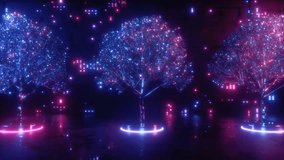 VJ Loop. Neon Glowing Trees Digital Art of Futuristic Nature.  - Powered by Shutterstock - Get 15% off with code: PIKWIZARD15