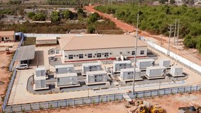 Installed Solar Panels and Li-ion Battery Containers at West African renewable power plant Energy Storage System - Powered by Shutterstock - Get 15% off with code: PIKWIZARD15
