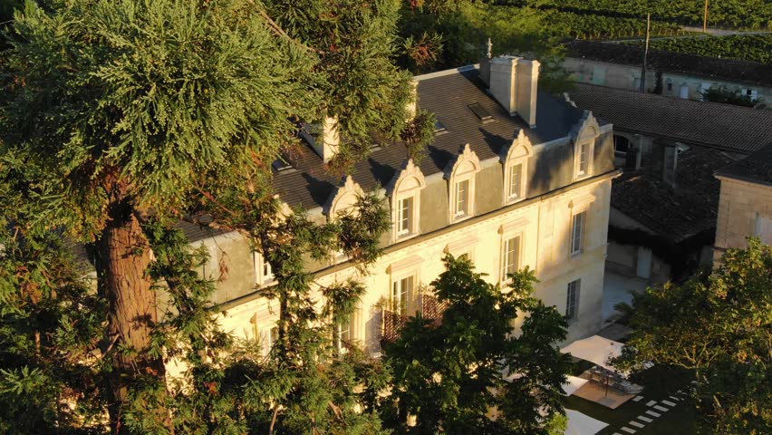 Maison Estournel country house, classic French architecture, France. Aerial