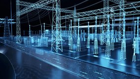 Digital Smart Power Grid Energy High-voltage line Engineering 3D animation,Digital Smart Power Grid Energy 3D animation - Powered by Shutterstock - Get 15% off with code: PIKWIZARD15