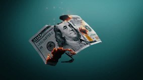 3D Animation of Burning One Hundred Dollar Banknote. Visualization of Economic Collapse, Inflation and Devaluation of Currency. Symbol of Financial Crisis or Stock Market Instability. Visual Effects. - Powered by Shutterstock - Get 15% off with code: PIKWIZARD15