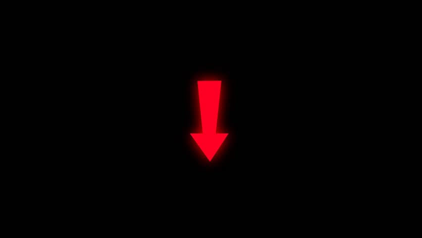 down Arrow Moving animation on black screen. animated downward arrow. directional or swipe down arrow signal. moving arrow pointing down animation.  moving pointing to down cursor.