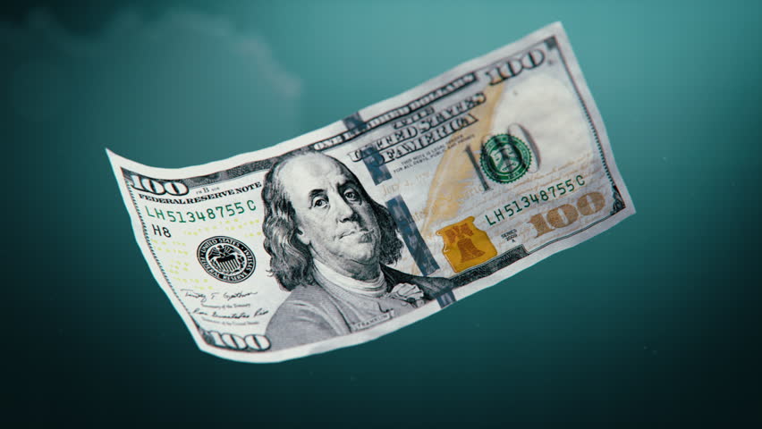 3D Animation of Burning Hundred Dollar Banknote and Diagrams. Visualization of Economic Collapse, Inflation and Devaluation of Currency. Financial Crisis or Stock Market Instability. Visual Effects.