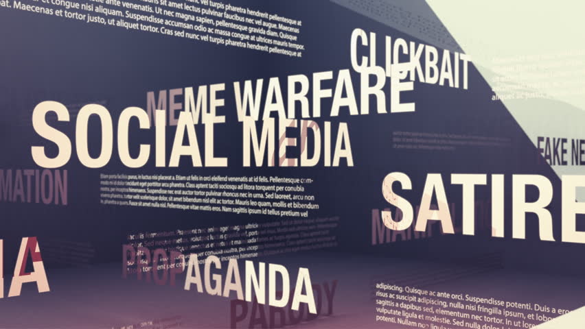 Fake news and misinformation related terms and concepts. 2025 and beyond updated version. Seamlessly looping animation.