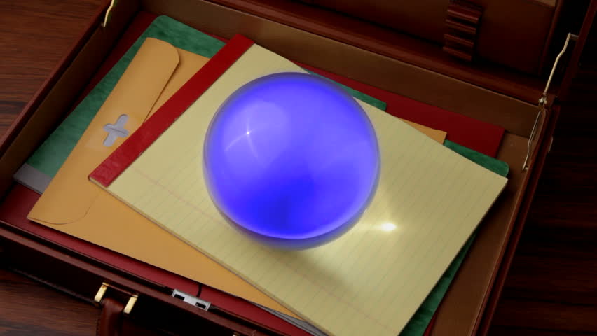 Crystal ball in briefcase