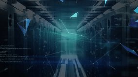 Digital world map and data network animation over server room environment. Technology, connectivity, infrastructure, communication, futuristic, innovation - Powered by Shutterstock - Get 15% off with code: PIKWIZARD15