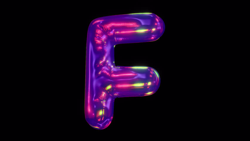 A shimmering 3D reflective alphabet letter in an iridescent bubble typeface style, with embedded alpha for easy drag and drop overlay.