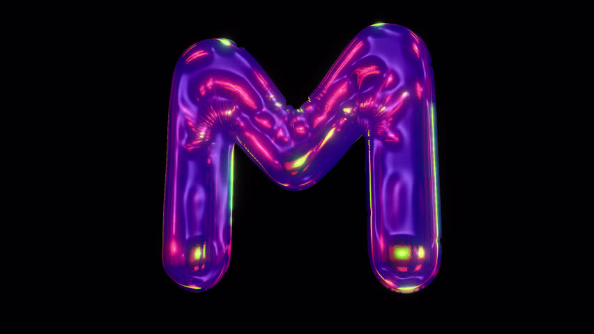 A shimmering 3D reflective alphabet letter in an iridescent bubble typeface style, with embedded alpha for easy drag and drop overlay.