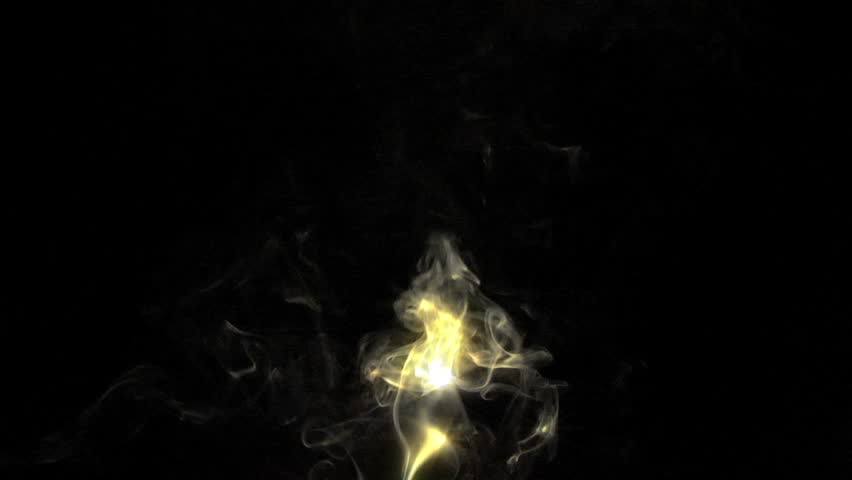 Burning light smoke slow motion on black background