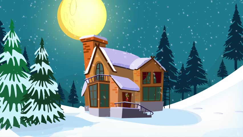 Animated Christmas Winter cartoon Looped background