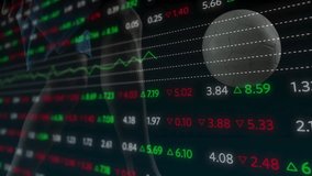 Animation of stock market data and graphs overlaying soccer ball and player moving. Finance, investment, sports, infographic, analytics, charts - Powered by Shutterstock - Get 15% off with code: PIKWIZARD15