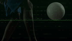 Kicking soccer ball, player with digital animation overlay on field. athlete, sports, competition, technology, virtual reality, motion - Powered by Shutterstock - Get 15% off with code: PIKWIZARD15