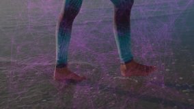 Walking on beach, legs in patterned leggings with animation of digital network. Technology, fitness, activewear, connectivity, futuristic, innovation - Powered by Shutterstock - Get 15% off with code: PIKWIZARD15