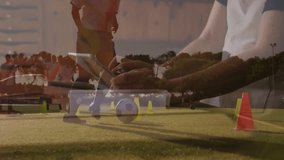 On grassy field, animation overlaying stock market data during soccer training. Analytics, finance, sports, performance, metrics, coaching - Powered by Shutterstock - Get 15% off with code: PIKWIZARD15