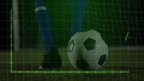 Preparing to kick soccer ball, player with animation of data graph overlay. technology, sports, analytics, dynamic, athlete, digital - Powered by Shutterstock - Get 15% off with code: PIKWIZARD15