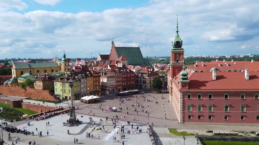 Warsaw, Poland. Panorama of Plac Zamkowy square
