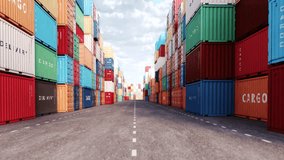 Cargo containers in a port. Freight shipping, import and export, logistics and transportation. 3D Illustration - Powered by Shutterstock - Get 15% off with code: PIKWIZARD15