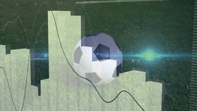 Soccer ball on grass with animation overlay for data processing visualization. Sports, analytics, technology, digital - Powered by Shutterstock - Get 15% off with code: PIKWIZARD15