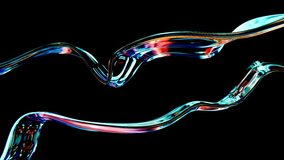 Two mirror ribbons in cinematic colors flowing on black background looped animation - Powered by Shutterstock - Get 15% off with code: PIKWIZARD15