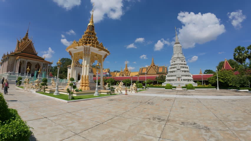 Footage from Royal Palace in Phnom Penh , Cambodia on a sunny day.