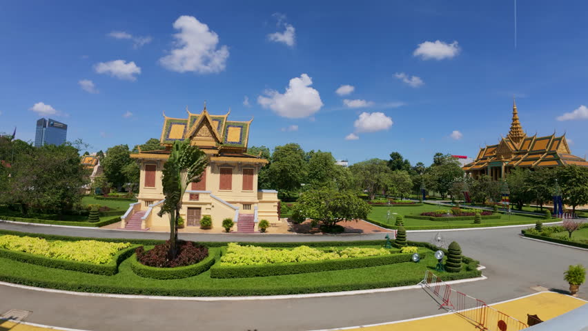 Footage from Royal Palace in Phnom Penh , Cambodia on a sunny day.