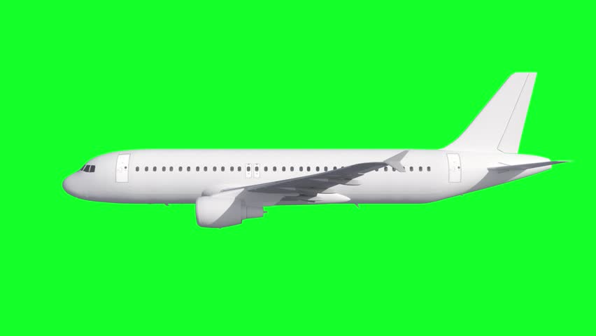 Realistic Airplane Animation on Green Screen - Side View