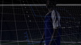 Kicking soccer ball, player with animation of financial data charts on grid. Sports, analytics, finance, data visualization, athlete - Powered by Shutterstock - Get 15% off with code: PIKWIZARD15