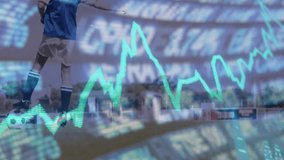 Animating financial data graph over soccer player on field during game. Finance, sports, technology, analytics, motion graphics, overlay - Powered by Shutterstock - Get 15% off with code: PIKWIZARD15