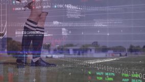 Soccer player on field with digital data and binary code overlay animation. Sports, athlete, technology, data analysis - Powered by Shutterstock - Get 15% off with code: PIKWIZARD15