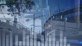 Walking with animation of financial charts, businessman at urban construction site. finance, technology, analytics, progress, investment - Powered by Shutterstock - Get 15% off with code: PIKWIZARD15