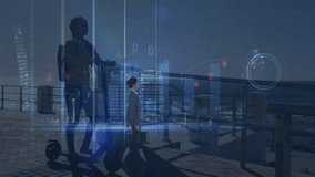 Walking in cityscape, business people with animation of financial data and graphs. Finance, analytics, growth, technology, urban, economics - Powered by Shutterstock - Get 15% off with code: PIKWIZARD15