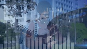 Walking through cityscape, child viewing animation of financial data and graphs. Finance, analytics, technology, urban, progress, investment - Powered by Shutterstock - Get 15% off with code: PIKWIZARD15