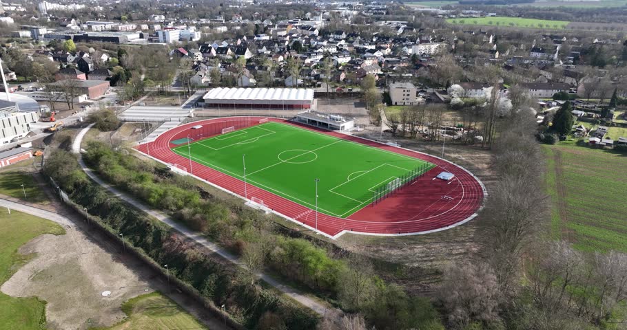 running track and soccerfield. Sports field. Aerial view.