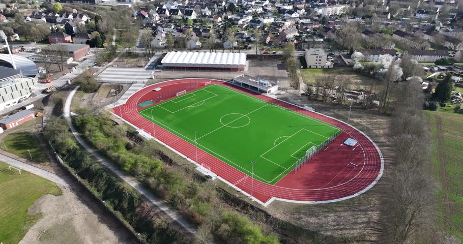 running track and soccerfield. Sports field. Aerial view.