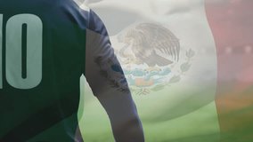 Wearing number 10 jersey, soccer player with Mexican flag animation overlay. Football, athlete, sports, celebration, pride, national - Powered by Shutterstock - Get 15% off with code: PIKWIZARD15