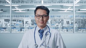 Close Up Of Asian Male Doctor With Stethoscope Making Heart Gesture And Smiling In Laboratory - Powered by Shutterstock - Get 15% off with code: PIKWIZARD15