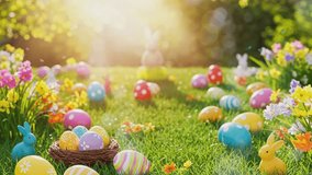 eggs in the grass with blur for Easter background  - Powered by Shutterstock - Get 15% off with code: PIKWIZARD15