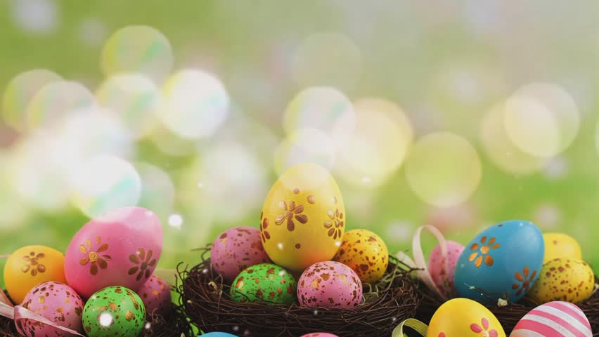 eggs motif with nests for Easter background 