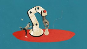 Motion art collage video of happy businessman stand light bulb robot hand ai - Powered by Shutterstock - Get 15% off with code: PIKWIZARD15