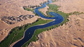 Aerial Drone Footage Of The Nile River Egypt Ancient Civilization Timeless Landscapes - Powered by Shutterstock - Get 15% off with code: PIKWIZARD15