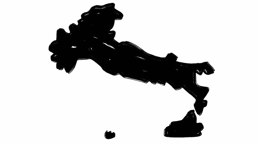 Italy country map hand drawn in scribble style in black color on white background. Package of stop motion animations with the Italian government borders in minimal sketches. Cartography concept